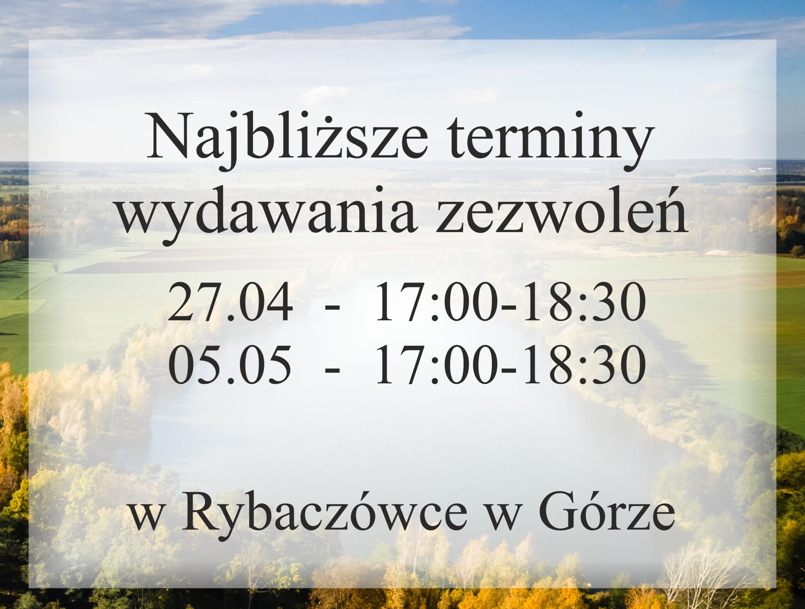 Najbliższe terminy wydawania zezwoleń